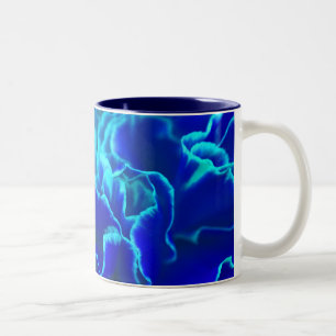 Caneca De Café Em Dois Tons Flor de cravo-da-índia e azul-vibrante
