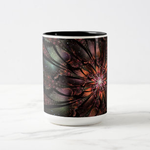 Caneca De Café Em Dois Tons Flor de fantasia fractal macia e tenra
