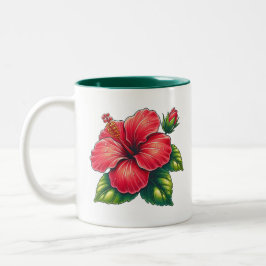 Caneca De Café Em Dois Tons Flor de Hibiscus 2 tons