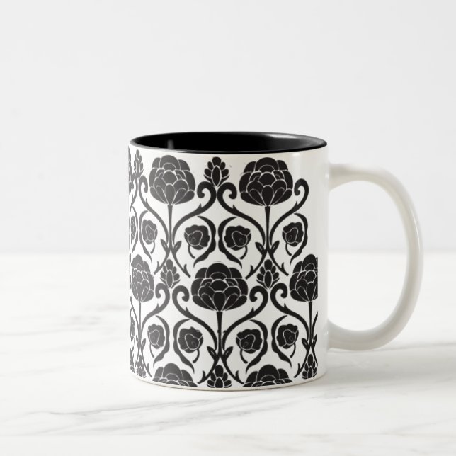 Caneca De Café Em Dois Tons Flor de lis preta (Direita)