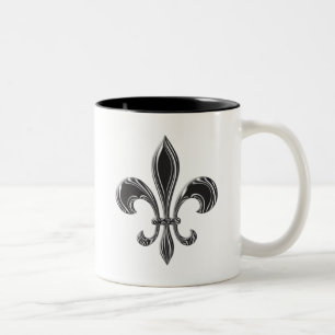 Caneca De Café Em Dois Tons Flor de lis - Stripey