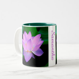 Caneca De Café Em Dois Tons Flor de Lotus Elegante Personalizada
