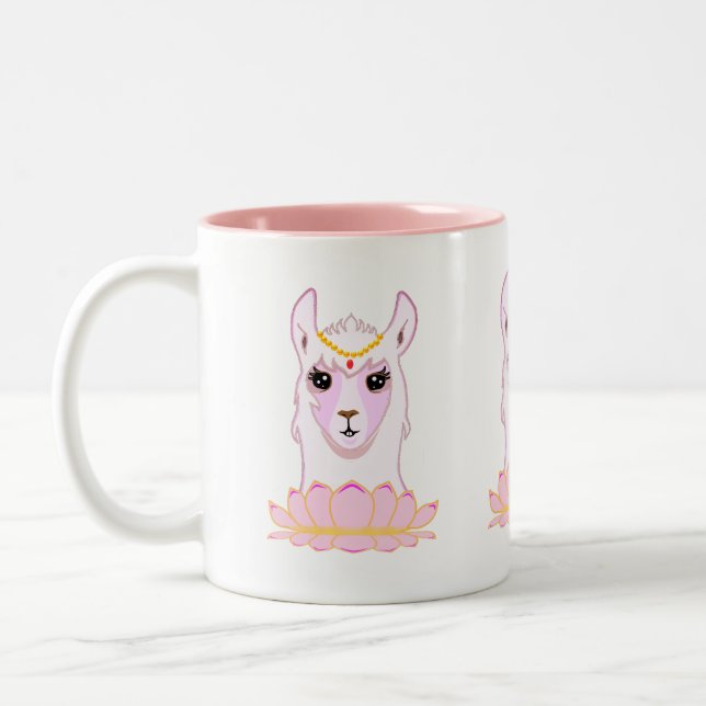 Caneca De Café Em Dois Tons Flor de Lótus & Rainha Lhama (Esquerda)