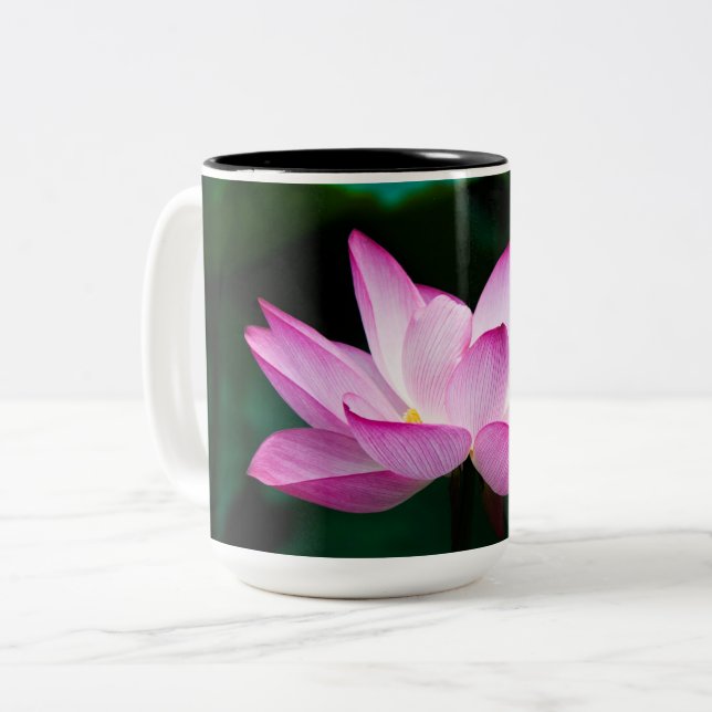 Caneca De Café Em Dois Tons Flor de Lotus Rosa (Frente Esquerda)