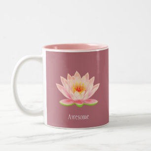 Caneca De Café Em Dois Tons Flor de Lótus Rosa em Ouro Rosa