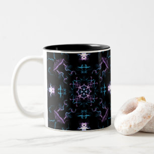 Caneca De Café Em Dois Tons Flor de Mandala Roxo e Azul