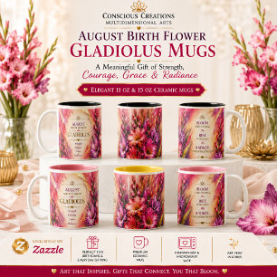 Caneca De Café Em Dois Tons Flor de Nascimento de Agosto • Abstrações de Energ
