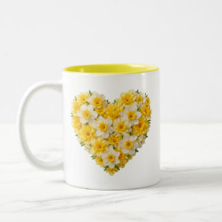 Caneca De Café Em Dois Tons Flor de Nascimento de Março Narciso Coração