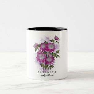 Caneca De Café Em Dois Tons Flor de novembro cômoda