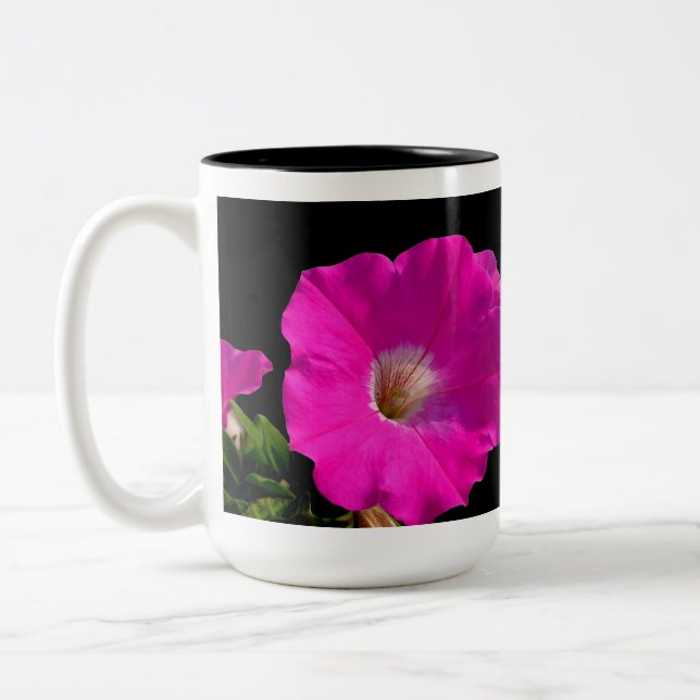 Caneca De Café Em Dois Tons flor de petúnia rosa (Esquerda)