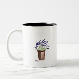 Caneca De Café Em Dois Tons Flor de pote lavanda