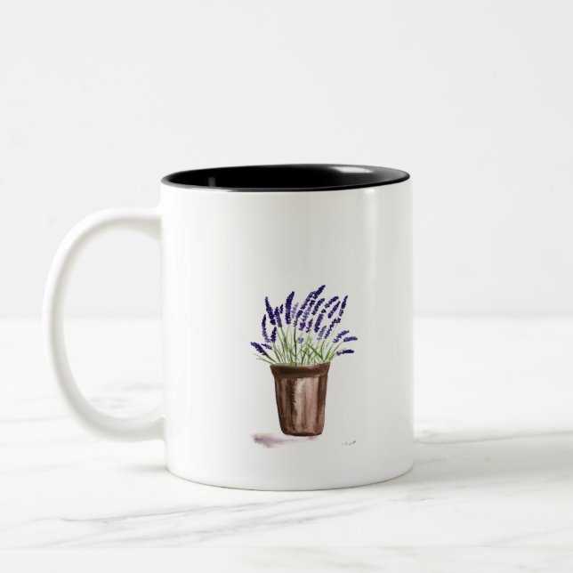 Caneca De Café Em Dois Tons Flor de pote lavanda (Esquerda)