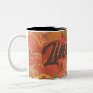 Caneca De Café Em Dois Tons flor de rosa floral comestível