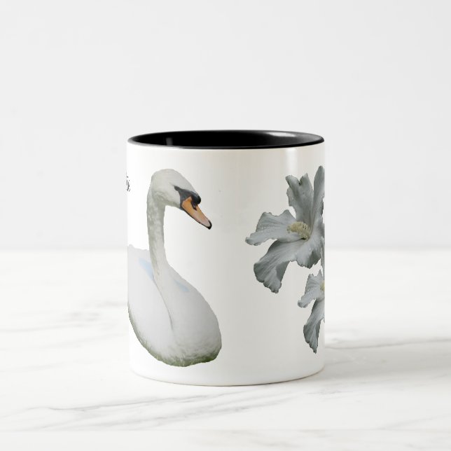 Caneca De Café Em Dois Tons Flor De Swan E Hibiscus Personalizada (Centro)