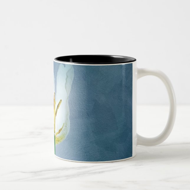 Caneca De Café Em Dois Tons Flor de tulipa branca (Direita)