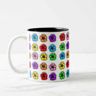 Caneca De Café Em Dois Tons Flor Floral Doodle Line Art Watercolor Abstrato