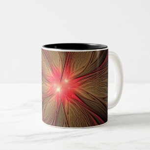 Caneca De Café Em Dois Tons Flor fractal de fanfarrão vermelho