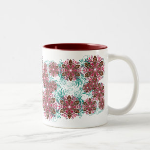 Caneca De Café Em Dois Tons Flor Geométrico