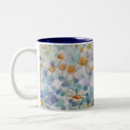 Caneca De Café Em Dois Tons Flor Meadow Watercolor Daisy Floral