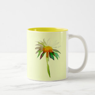 Caneca De Café Em Dois Tons Flor moderna de aquarela da margarida