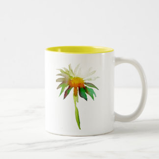 Caneca De Café Em Dois Tons Flor moderna de aquarela da margarida