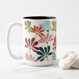 Caneca De Café Em Dois Tons Flor Moderno Vibrante