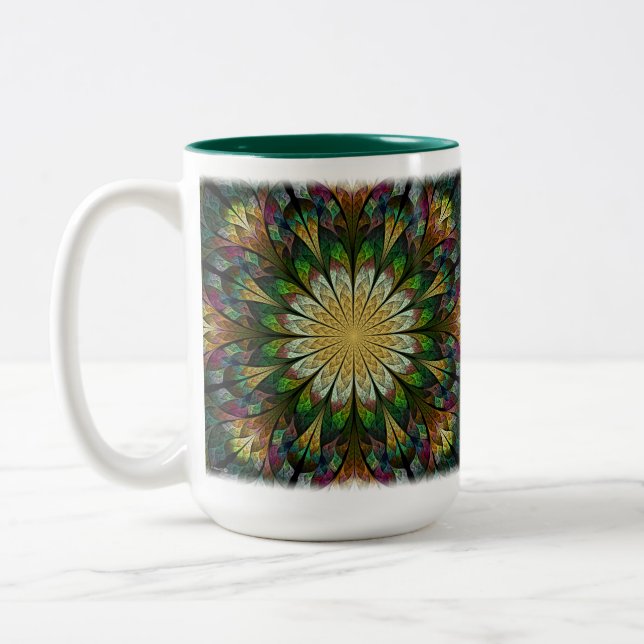 Caneca De Café Em Dois Tons Flor Quilado (Esquerda)