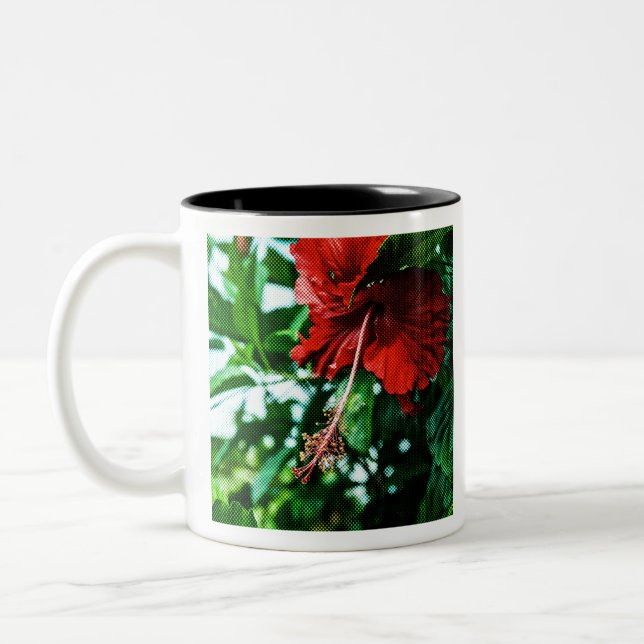 Caneca De Café Em Dois Tons Flor Red Hibiscus (Esquerda)