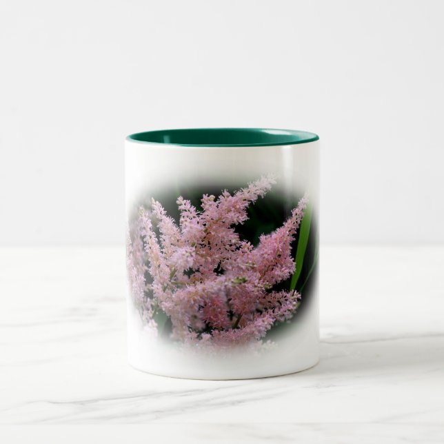 Caneca De Café Em Dois Tons Flor rosa de ruptura personalizada (Centro)