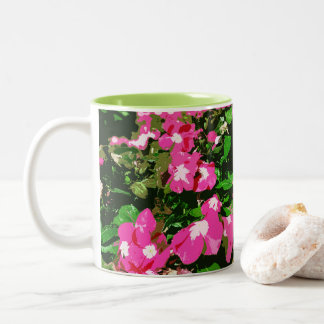 Caneca De Café Em Dois Tons Flor Rosa Vinca