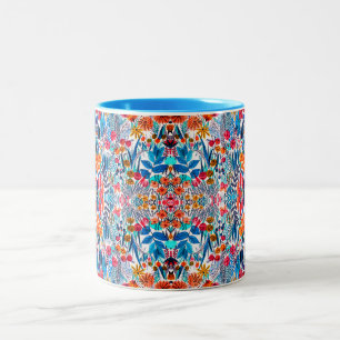 Caneca De Café Em Dois Tons Flor silvestre artística em aquarela