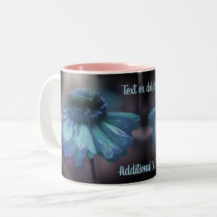 Caneca De Café Em Dois Tons Flor Zinnia Azul Personalizado