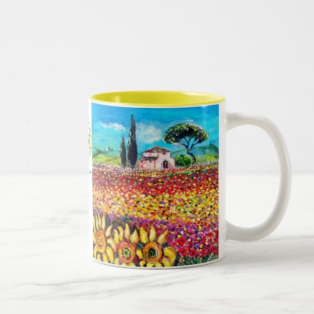 Caneca De Café Em Dois Tons FLORA NA TÚSCULA/Campos, papagaios e girassóis (Direita)