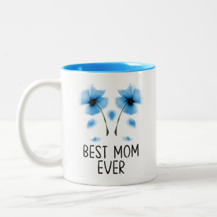 Caneca De Café Em Dois Tons Floral Azul Minimalista Duplo Florescer