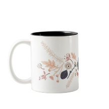 Floral Azul Pêssego de Cinza Personalizado com Nom