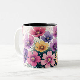 Caneca De Café Em Dois Tons "Floral Café Mug - Flower Cup