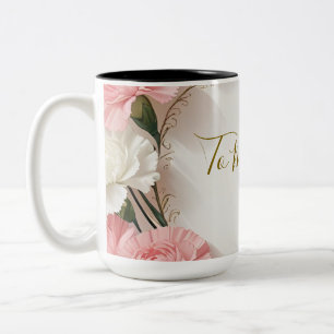 Caneca De Café Em Dois Tons Floral Carnação Mug