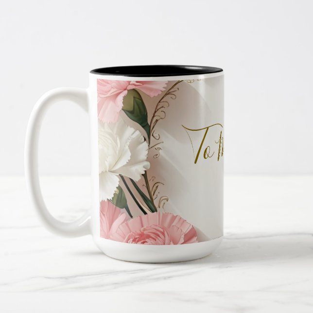 Caneca De Café Em Dois Tons Floral Carnação Mug (Esquerda)