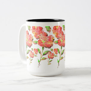 Caneca De Café Em Dois Tons Floral de Aquarela