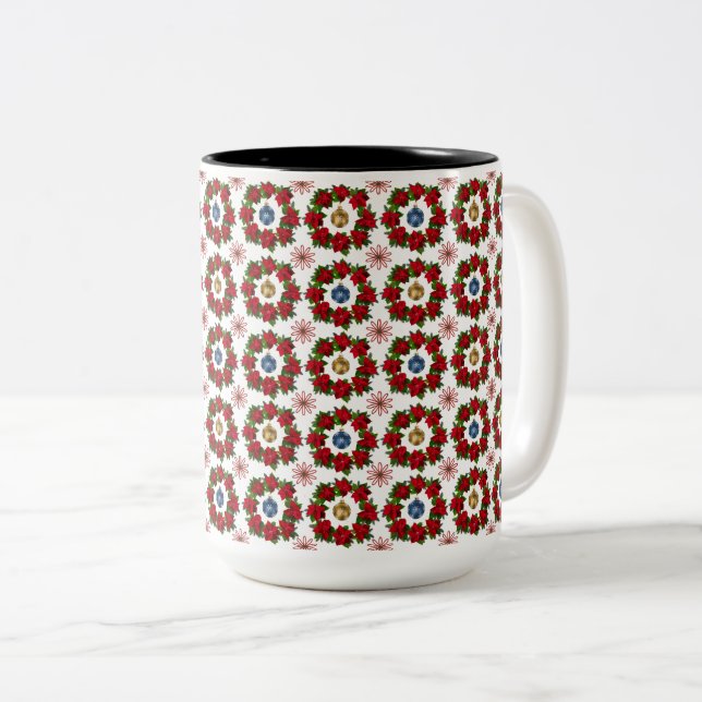 Caneca De Café Em Dois Tons Floral de Xmas Gordo (Frente Esquerda)