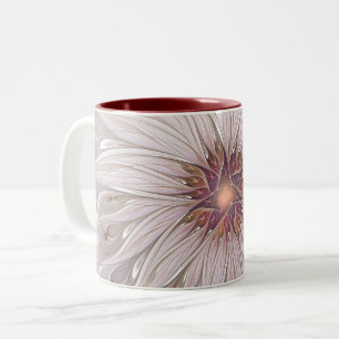 Caneca De Café Em Dois Tons Floral Fantasy, Abstrato Moderna Flor Pastel