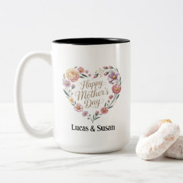Caneca De Café Em Dois Tons Floral Fllower Pastel Tea Happy Dia de as mães Gif