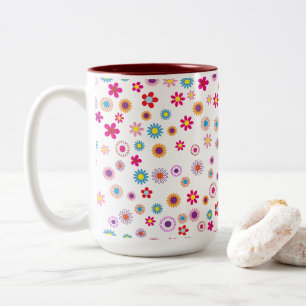 Caneca De Café Em Dois Tons Floral Geométrico Brilhante 2 Tons LG