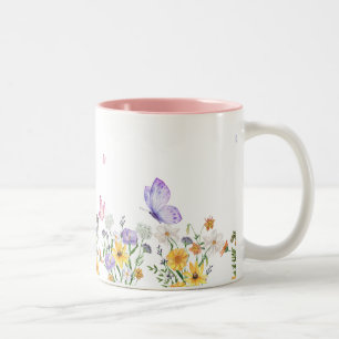 Caneca De Café Em Dois Tons Floral Mínimo Moderno Branco