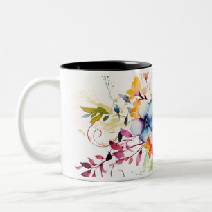 Caneca De Café Em Dois Tons Floral Mug