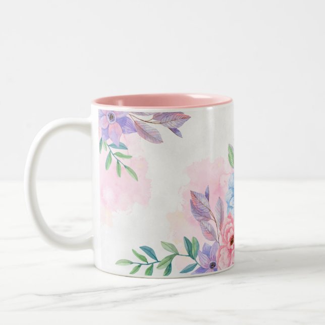 Caneca De Café Em Dois Tons Floral Mug (Esquerda)