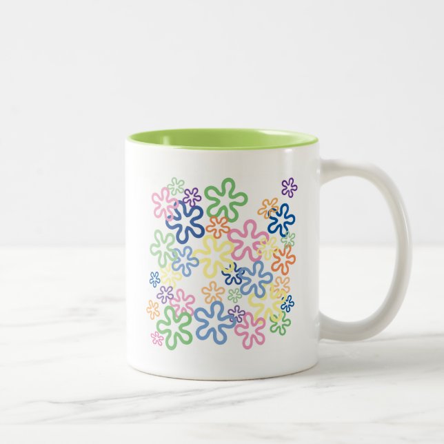 Caneca De Café Em Dois Tons Floral Retro Mug (Direita)