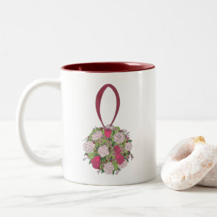Caneca De Café Em Dois Tons Floral Rose Bouquet Personalizou Casamento Favor M