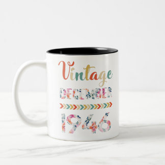 Caneca De Café Em Dois Tons Floral Vintage dezembro de 1946 Presentes