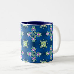 Caneca De Café Em Dois Tons Flores Artdeco em Estilo Retro